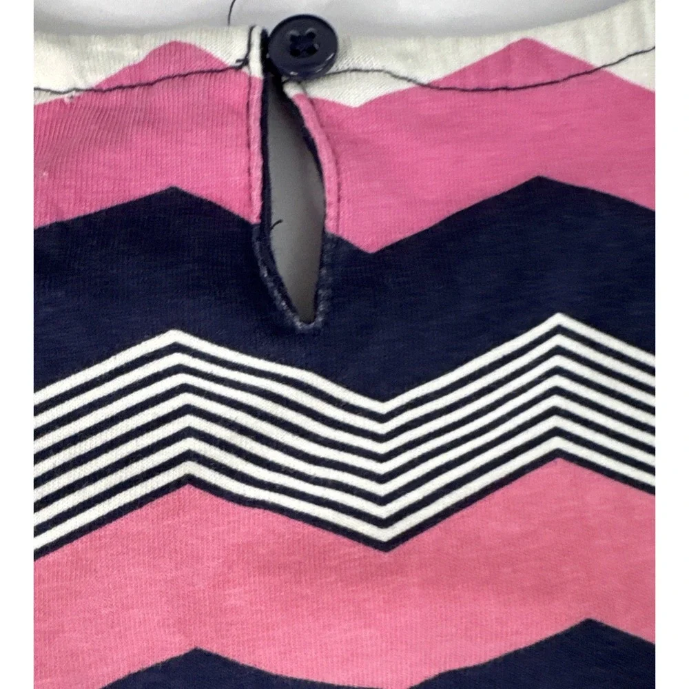 Gymboree Girls Shirt Sleeve‎ Cotton Dress, Pink, Navy & White Chevron, Size 10